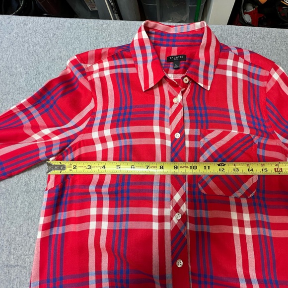 Talbots Vibrant Red and Blue Plaid Shirt - Picture 4 of 8